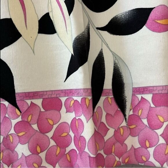 Oscar de la Renta Pink Floral Pants Cotton and Silk Made in USA VTG SZ 8 P - Picture 2 of 7